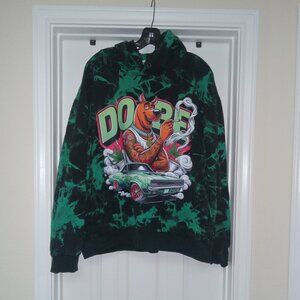 Black/Green Tie Dye Hoodie with Scooby Doo Streetwear Print 2XL
